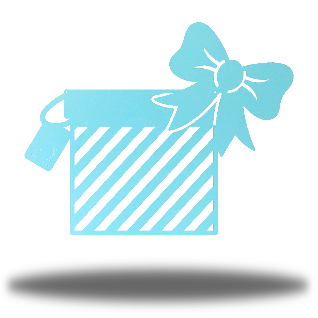 Riverside Designs-Striped Christmas Present-Metal Wall Art Décor